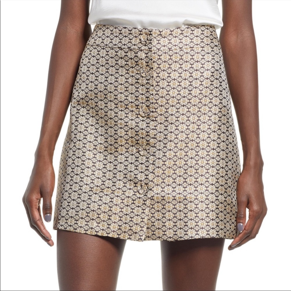 WAYF Pelham Button Front Daisy Mini Skirt Size Small